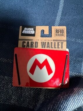 Bioworld Red Slim Aluminum Card Wallet with White Mario Silhouette